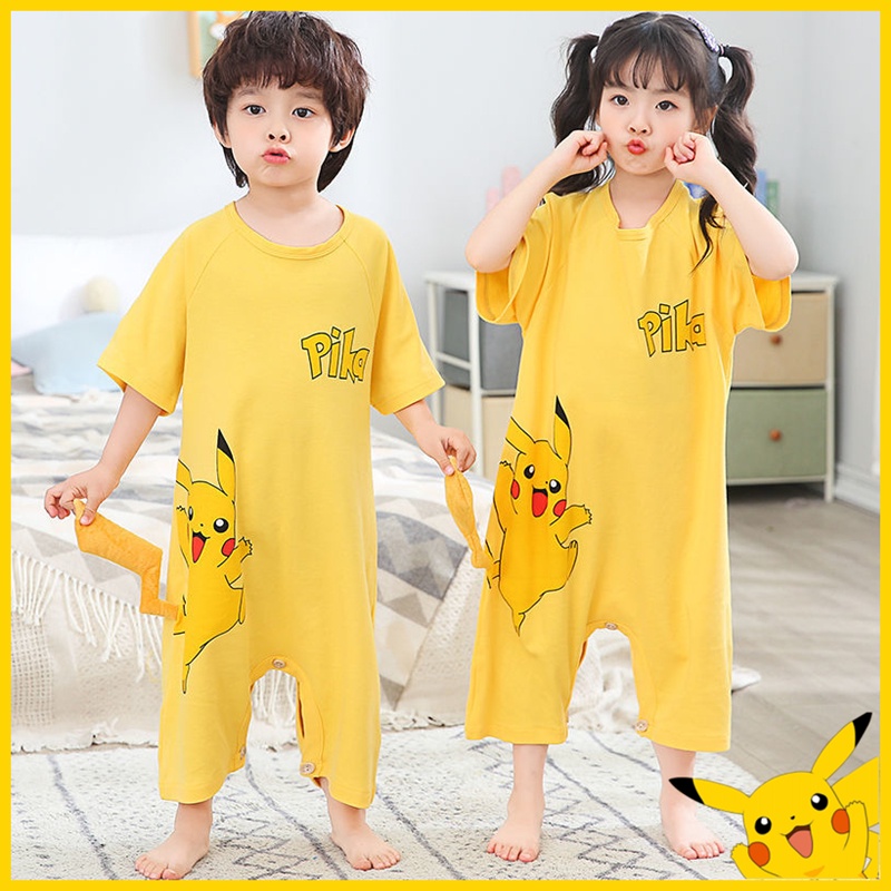 pokemon cute pajama for kids costume for baby pyjamas Jumpsuit  Loose Summer Clothes Pikachu Boys an