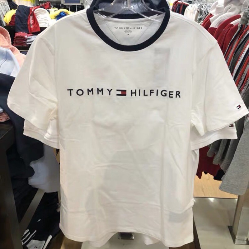 TOMMY HILFIGER - Áo thun Tommy chính hãng - Áo thun nam nữ Tommy ngắn tay màu trắng