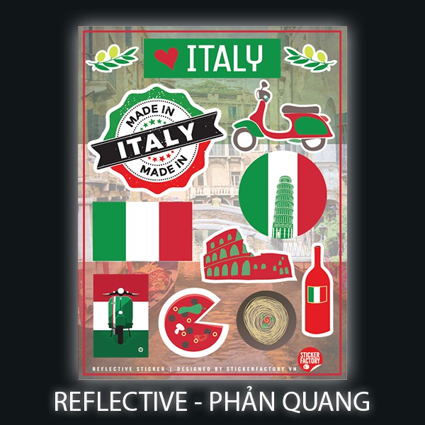 Sticker Reflective Hình Dán Phản Quang 3M Premium - Sticker Factory - chủ đề Italy
