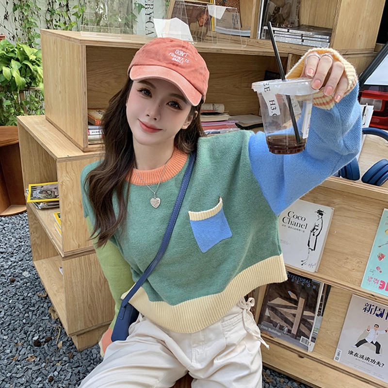 IELGY    Áo Len Chui Đầu Tay Dài Dáng Rộng Thời Trang Cho Nữ