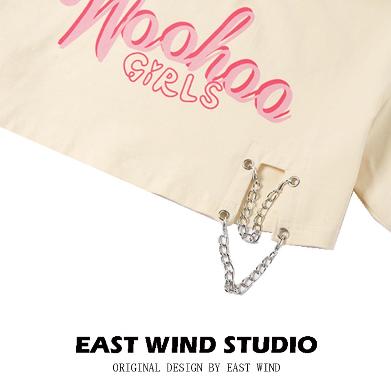 Áo Thun Ngắn Hai Mảnh In Chữ Phong Cách Âu Mỹ Hàng Mới Cho Nữ 2MZ5