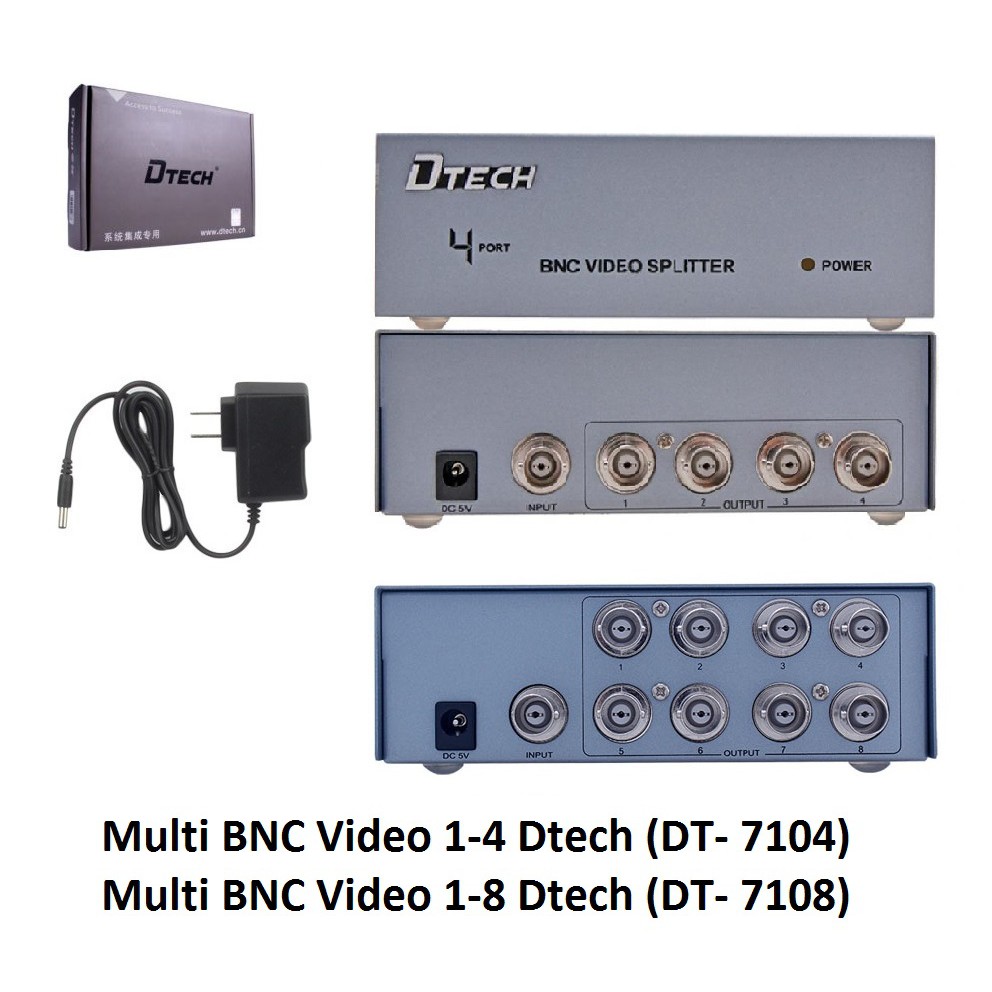 BỘ CHIA TÍN HIỆU BNC VIDEO TỪ 1 SANG 4 CỔNG DTECH DT 7104 , SANG 8 CỔNG DT 7108