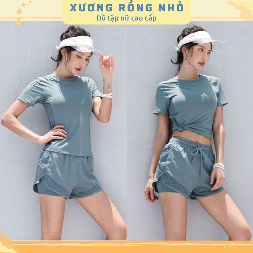 Đồ thể thao nữ, bộ đồ tập gym nữ chất thun lạnh phối lưới, tôn dáng