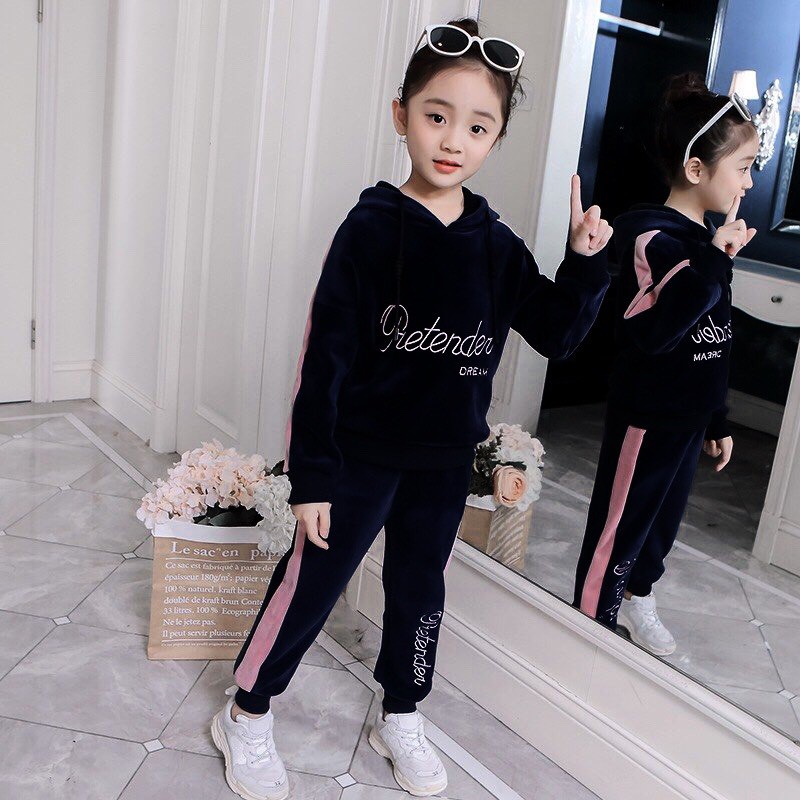 Bộ quần áo nỉ thu đông &quot;DREAM PR&quot; 18-45kg cho bé gái 4-14 tuổi. Vải da cá, form chuẩn mẫu. G33