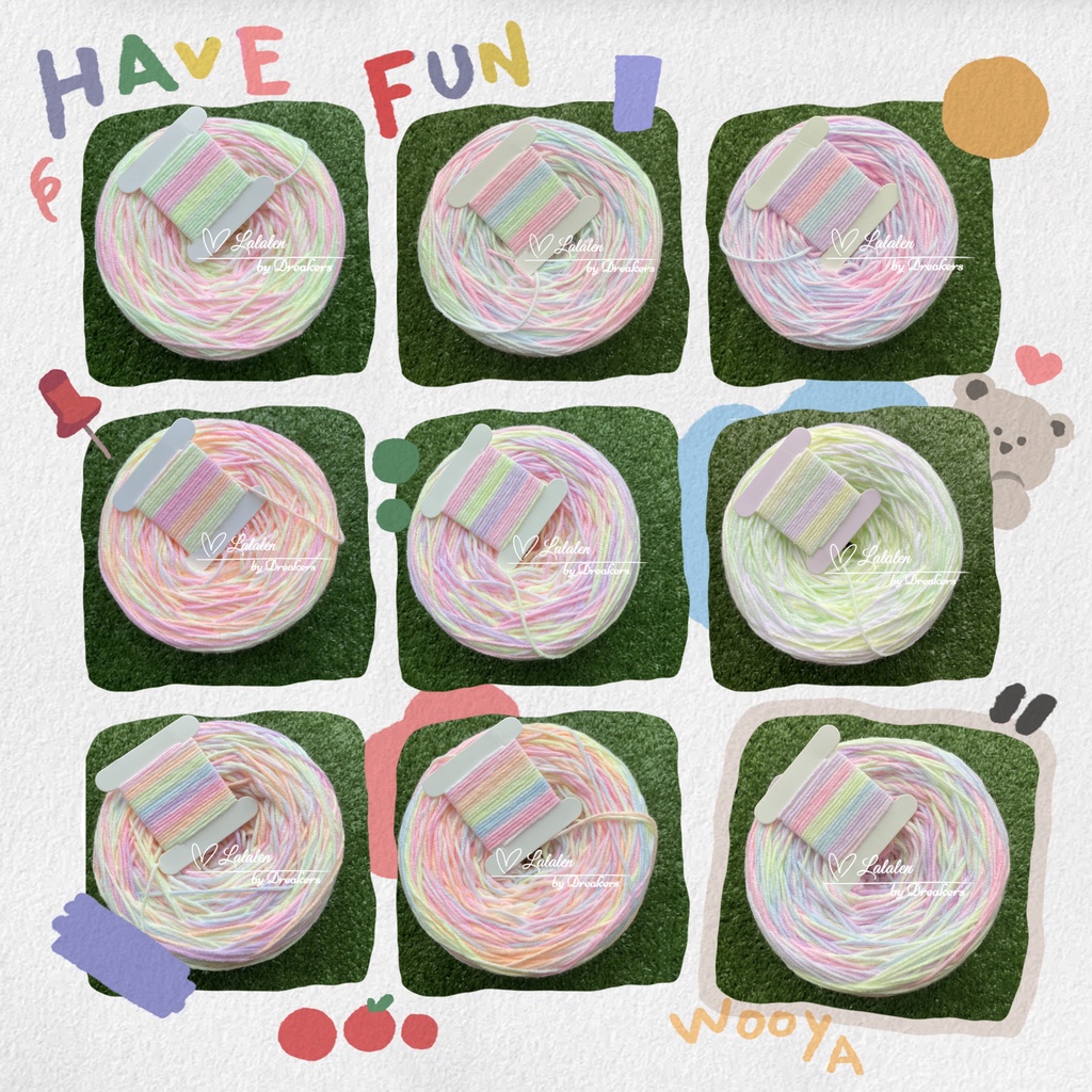 Len bông sữa cotton nhuộm ombre/màu pastel cầu vồng cuộn 50gr (Bảng 2)