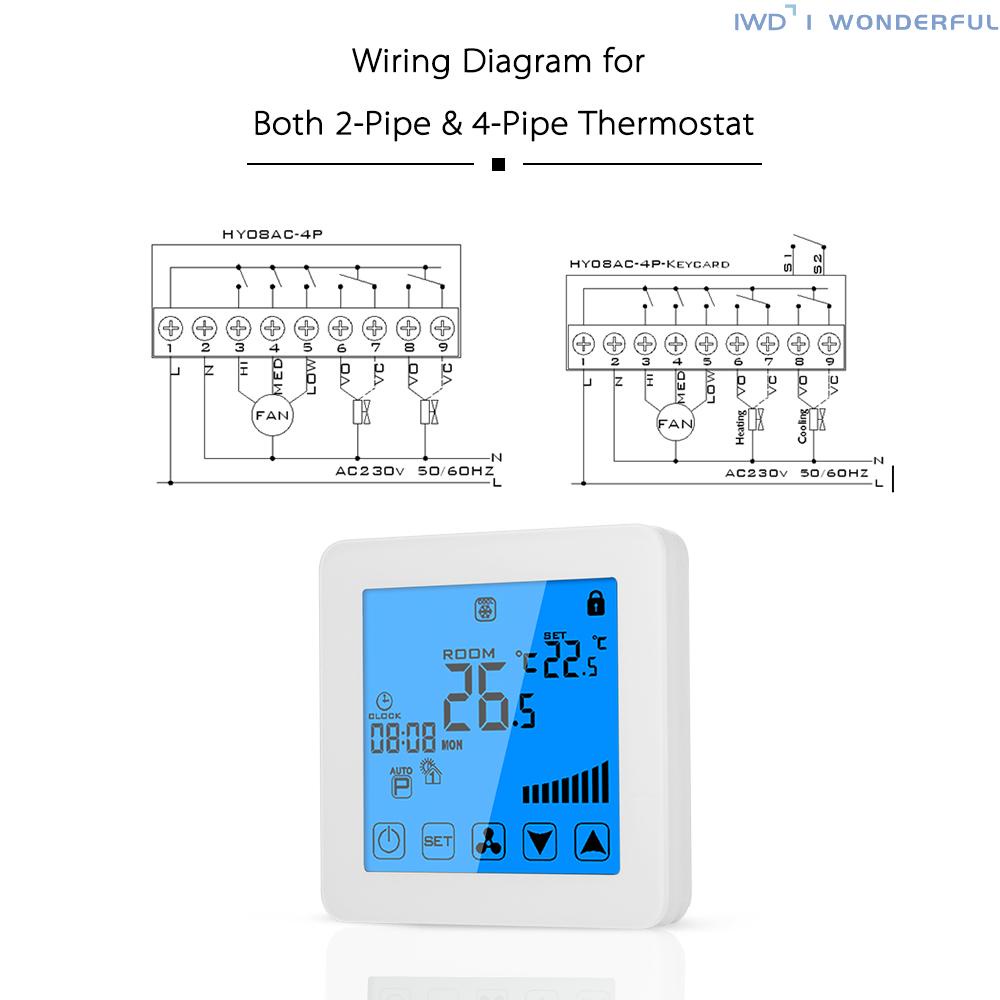 Bộ Điều Khiển Nhiệt Độ Điều Hòa Không Khí Ebl 200-230v 2-pipe 4-pipe Màn Hình Lcd Cảm Ứng