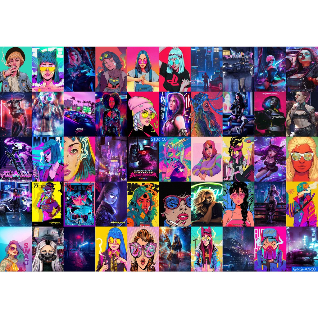 Combo Set 50 tờ Decal dán tường Girl cực ngầu