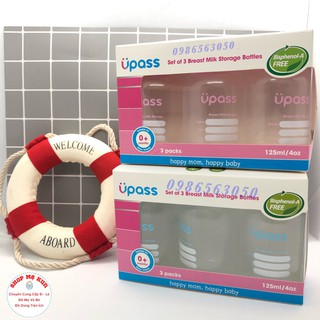 Bộ hộp trữ sữa 3 bình upass 125ml thái lan up0030