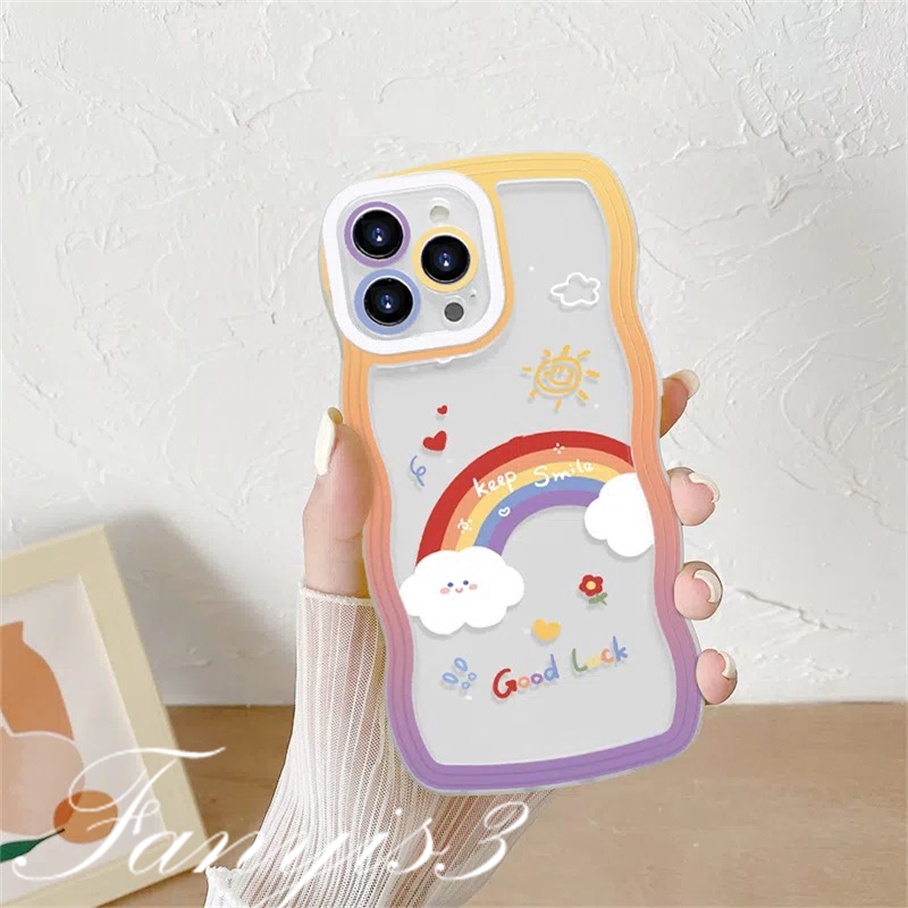 Ốp Điện Thoại TPU Mềm Họa Tiết Mặt Cười Cầu Vồng Cho iPhone 14 13 12 11 Pro Max X XR Xs Max 8 7 6 6s Plus SE 2020