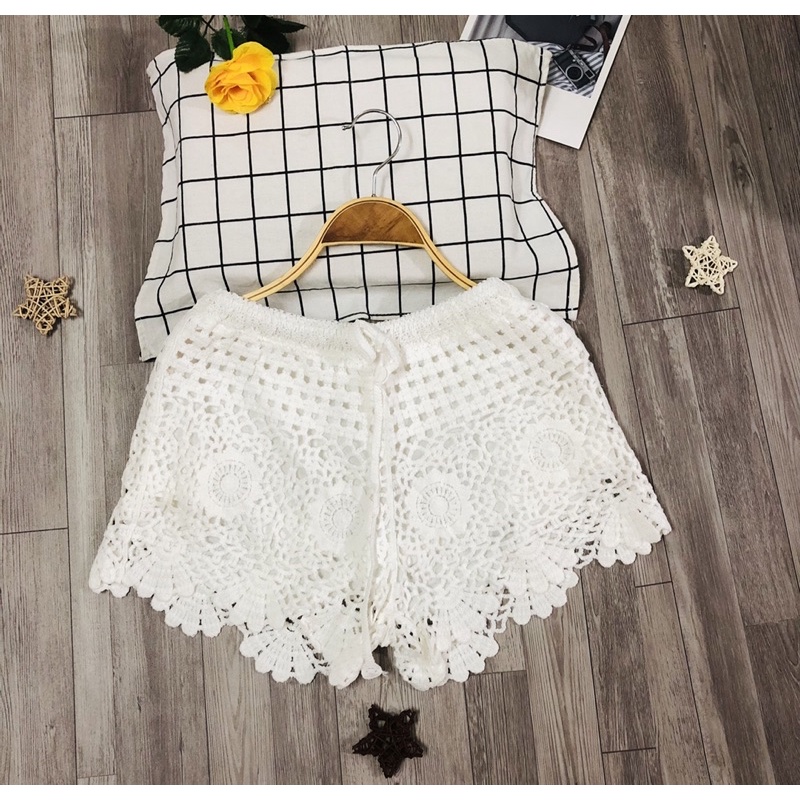 48-Set bộ đồ ren tiểu thư xinh xắn áo dài tay hàng QC