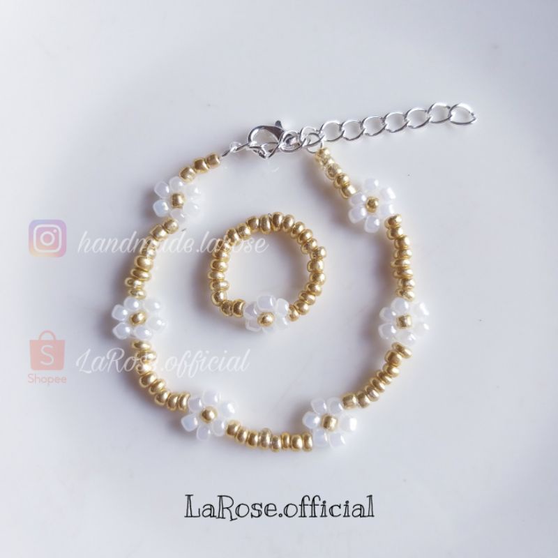 Set vòng tay + nhẫn hạt cườm xinh xắn LaRose.official