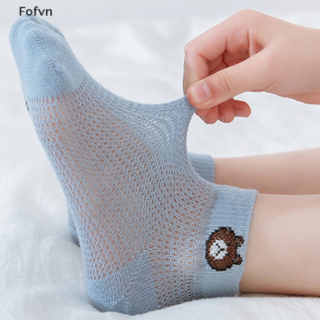 Set 5 Đôi Tất Lưới Mỏng Nhiều Màu Sắc Hình Gấu Mới Thời Trang Xuân Hè Cho Bé