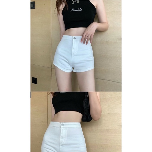 Quần đùi ôm lưng cao không túi, quần short