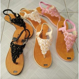 Free ship giày sandal chữ y dán hoa cúc