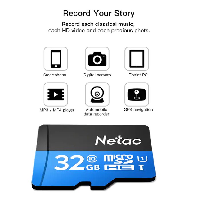 Thẻ nhớ MicroSD NETAC 32GB chuẩn class 10 dành cho camera