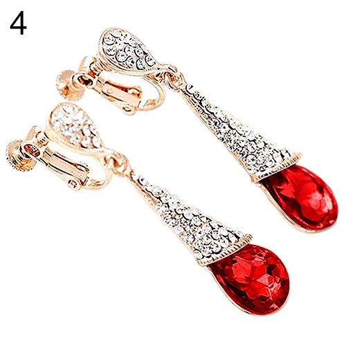 Đôi bông tai hình giọt nước đính đá thời trang cho nữ