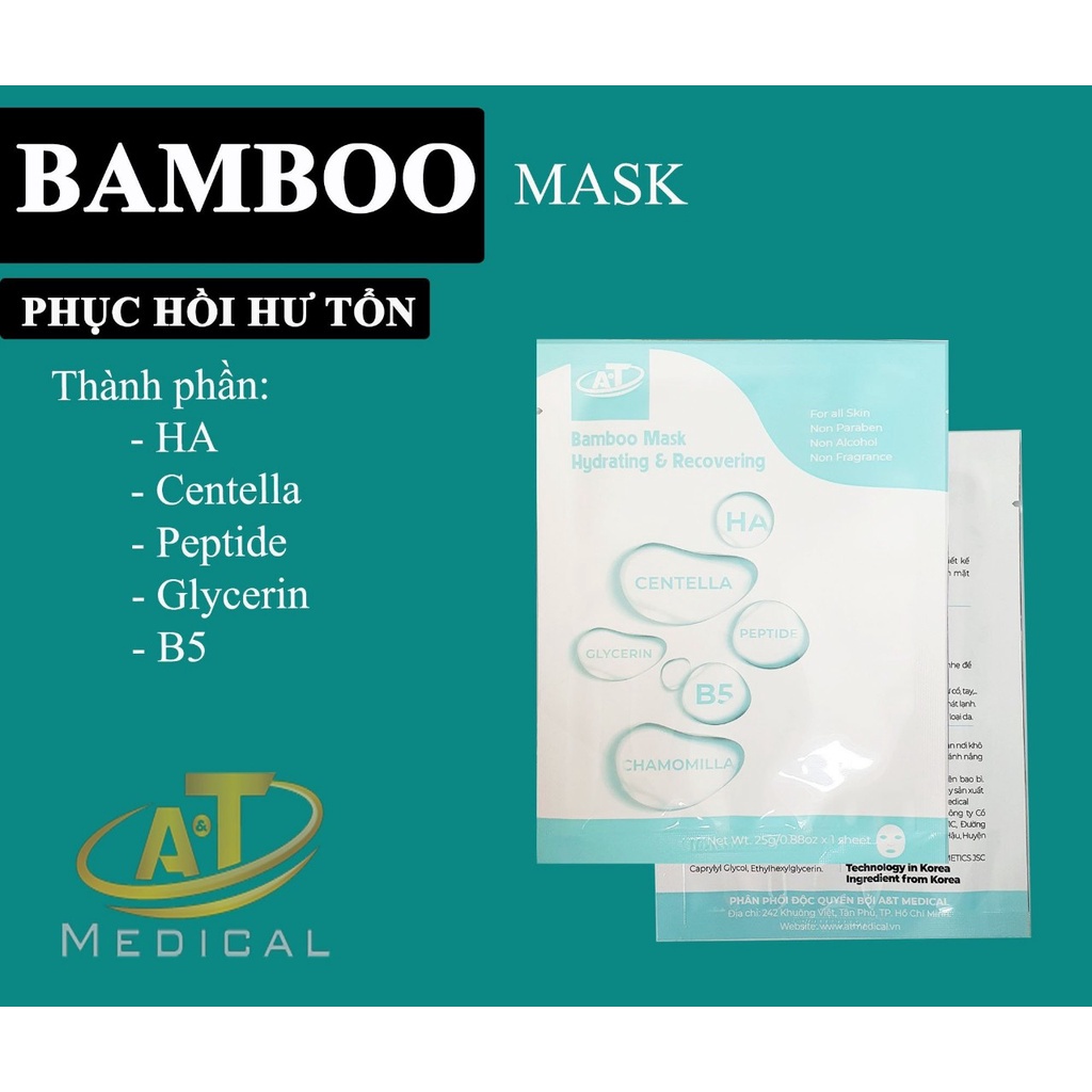 Mặt Nạ B5 A&T Bamboo Mask Hydrating & Recovering Cấp ẩm, Làm dịu và Phục hồi da tổn thương
