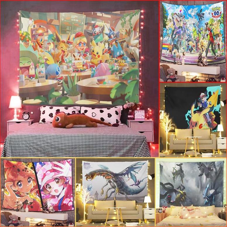 Pokemon 7  Tranh Thảm Treo Tường Decor Trang Trí KT, IN THEO YÊU CẦU.