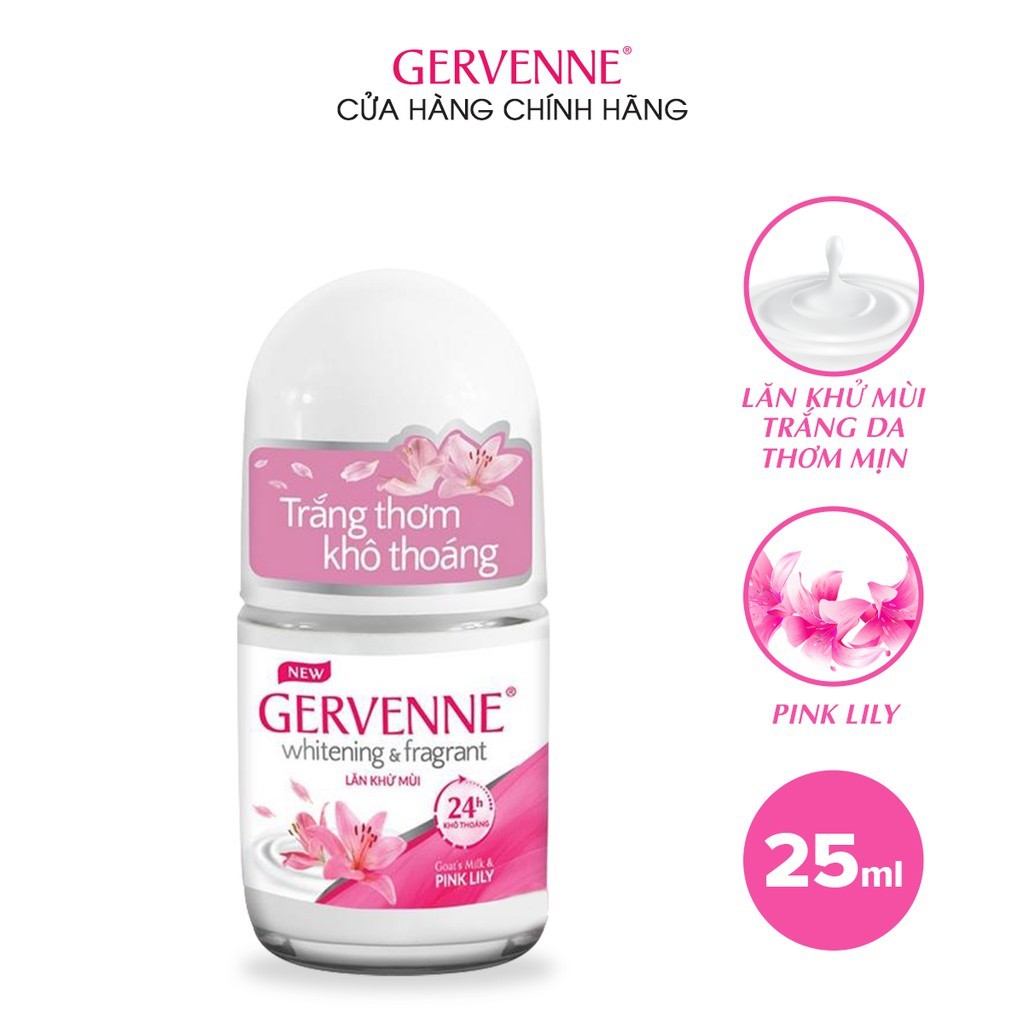 Combo 4 Lăn khử mùi trắng da Gervenne Pink Lily 25ml/chai