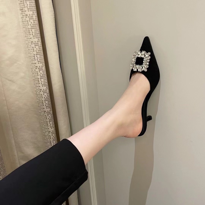Sục Mũi Nhọn Tag Hoa Đá Vải Mềm Hàng QCCC Loại 1