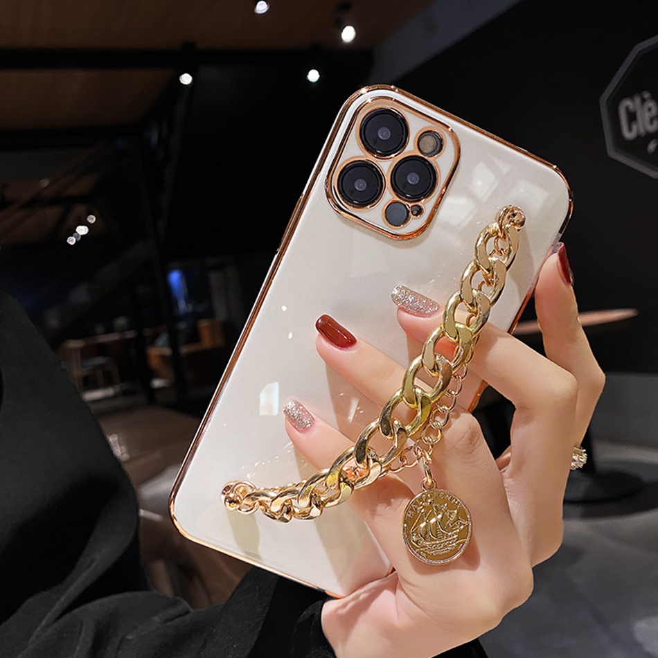 Ốp Điện Thoại Có Dây Đeo Sang Trọng Cho iPhone 13 12 11 pro XS max X SE2020 7 8 Plus XR