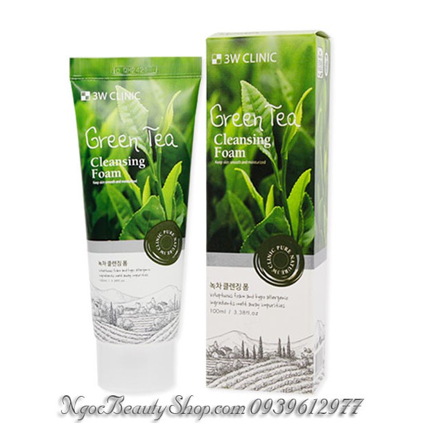 Sữa Rửa Mặt Trà Xanh 3W Clinic Green Tea Foam Cleansing mẫu 2017