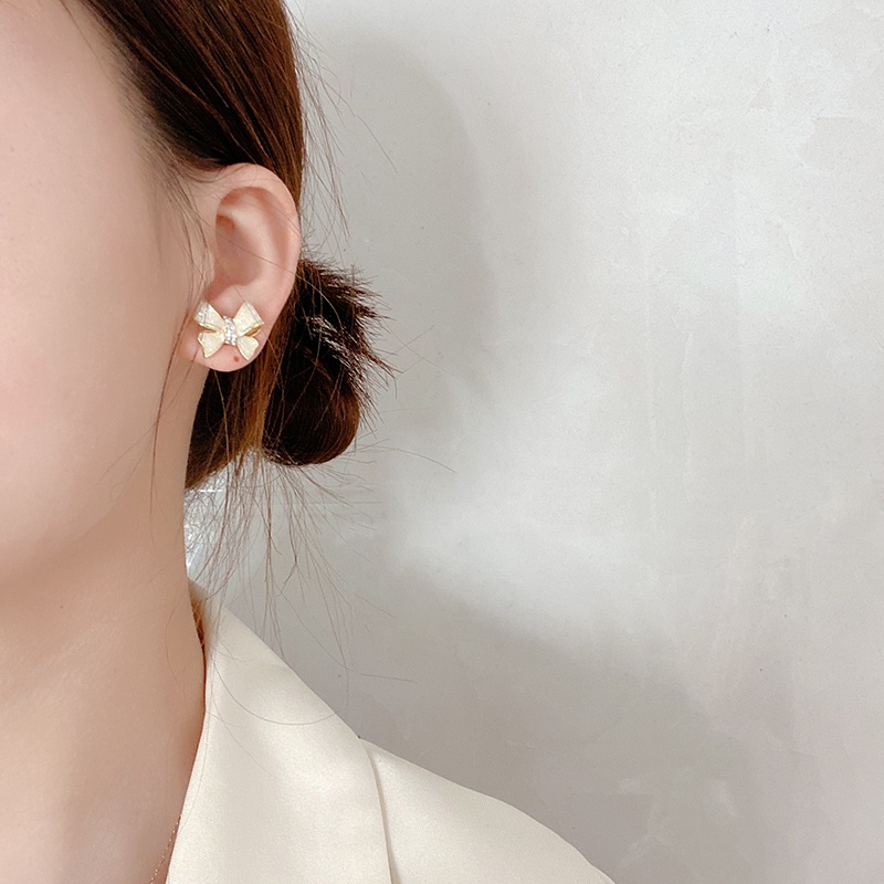 Khuyên Tai Mạ Bạc Đính Nơ Phong Cách Ngọt Ngào Cao Cấp 2022