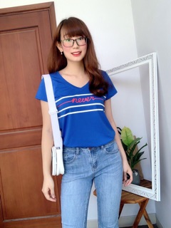 Áo thun cotton cổ tim