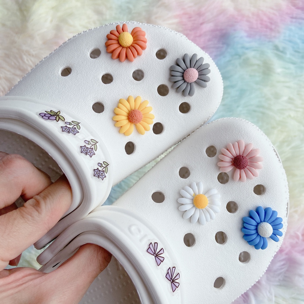 sticker dép crocsSet 6 Phụ Kiện Nút Giày Diy Chuyên Dụng#Daisy Nhỏ