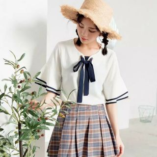 Áo kiểu cột nơ viền ulzzang