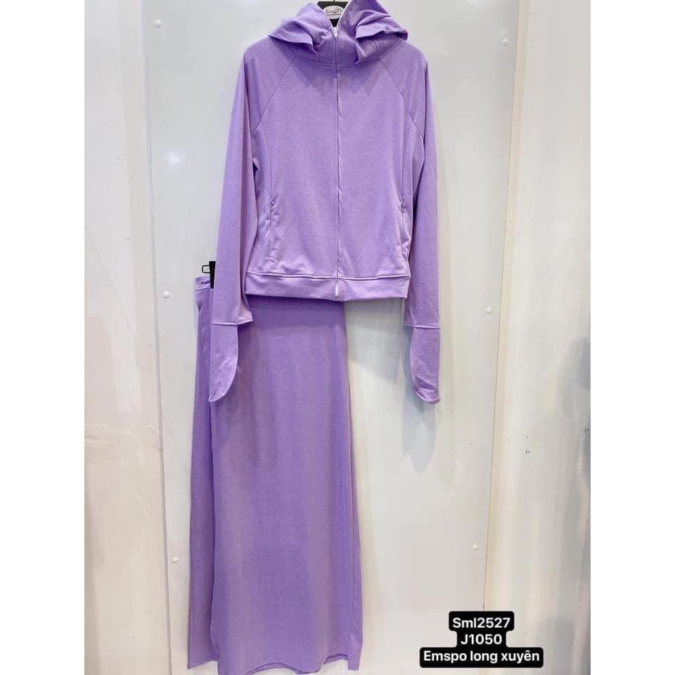 Bộ áo chống nắng nữ Emspo, áo có mũ kéo khóa, túi kéo khóa 2 bên, kèm chân váy SML2527 - J1050 | BigBuy360 - bigbuy360.vn