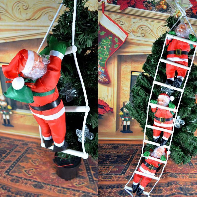 Ông Già Noel Leo Thang Treo Trang Trí Cây Thông Giáng Sinh