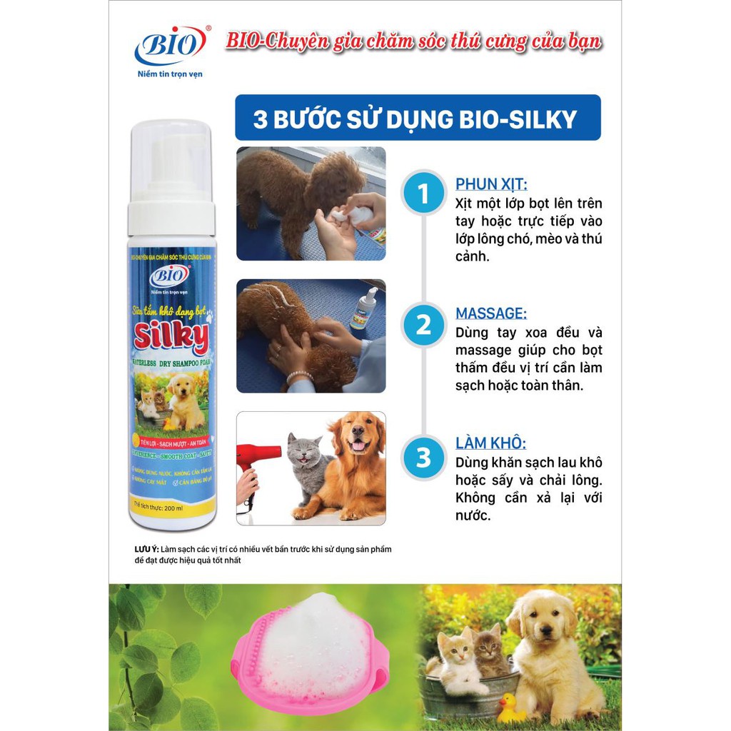 [BIO-SILKY] [200ML] Sữa tắm khô cao cấp dạng bọt