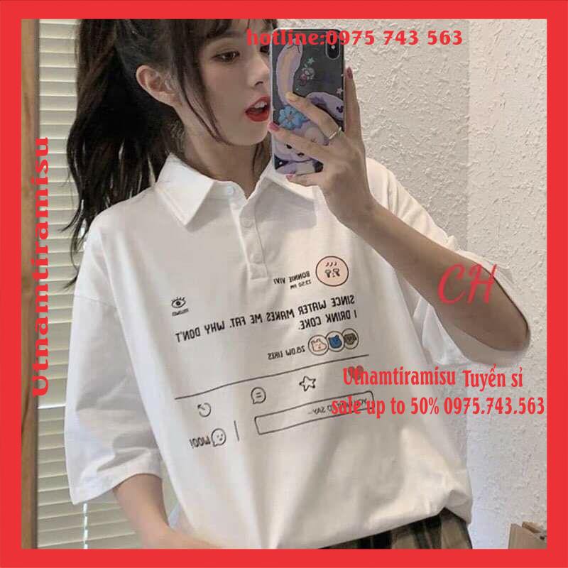 Áo thun POLO Pony Vivi  nữ tay lỡ có cổ♥️ Phông form rộng freesize unisex mặc đi học, cặp, nhóm, lớp in hình DỄ THƯƠNG | BigBuy360 - bigbuy360.vn