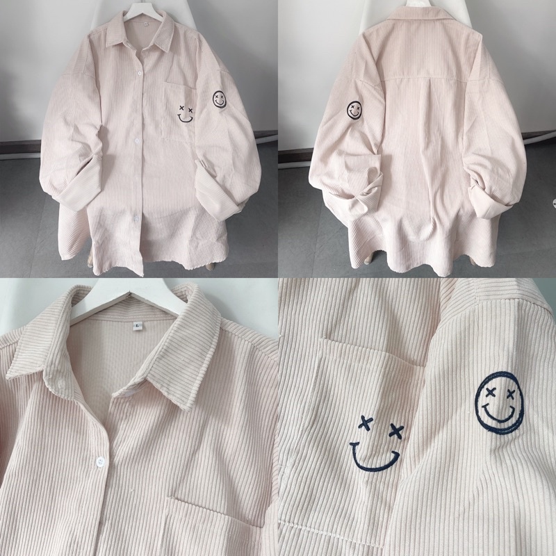 [Mã SKAMFSW175 giảm 10K đơn 50K] áo Sơ mi icon v2 nhung gân nhiều màu unisex ảnh thật SSStore ( nam nữ mặc đều được) | BigBuy360 - bigbuy360.vn