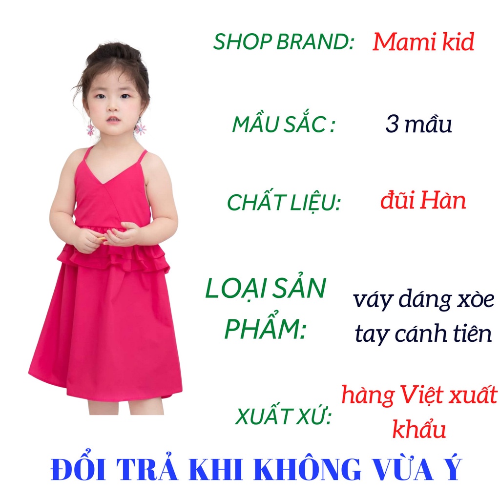 váy bé gái 2 dây siêu xinh 1-15 tuổi, dây có điều chỉnh, cho bé 12-40kg ,Mamikid