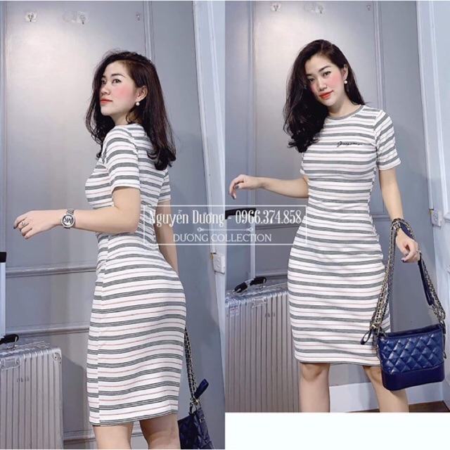 [ Mã FAMAYWA2 giảm 10K đơn 50K] Váy body cộc tay chất gân tăm hottrend