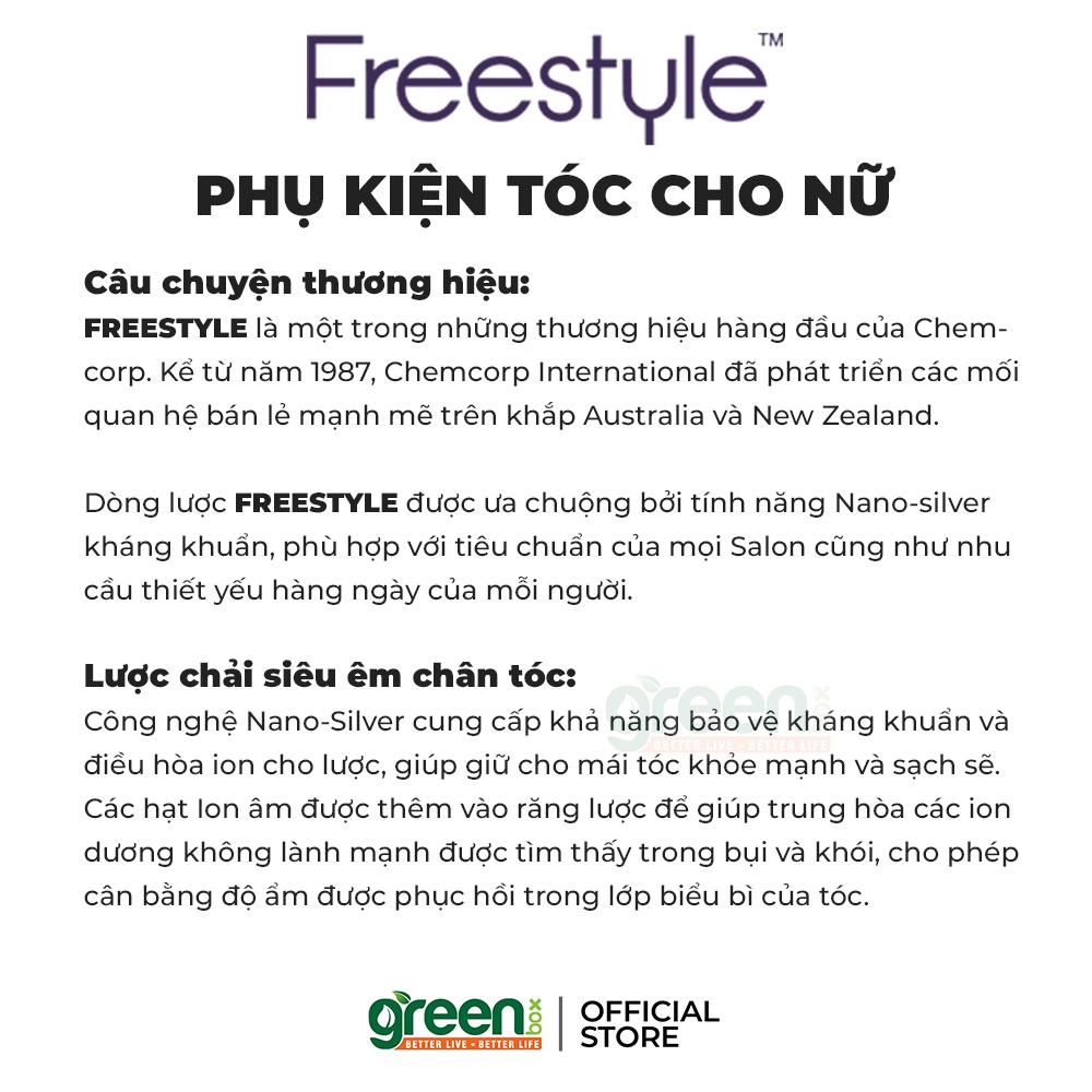 Lược nano kháng khuẩn Freestyle Condition Lift cho tóc uốn giảm gãy rụng tóc