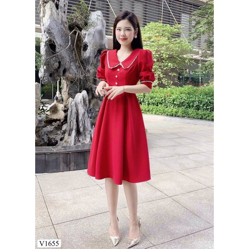 [Ảnh Thật] Đầm đẹp - Đầm tiểu thư phối nút | BigBuy360 - bigbuy360.vn