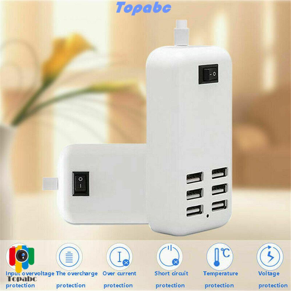 Cốc Sạc Nhanh 6 Cổng USB UK US EU Cho Điện Thoại