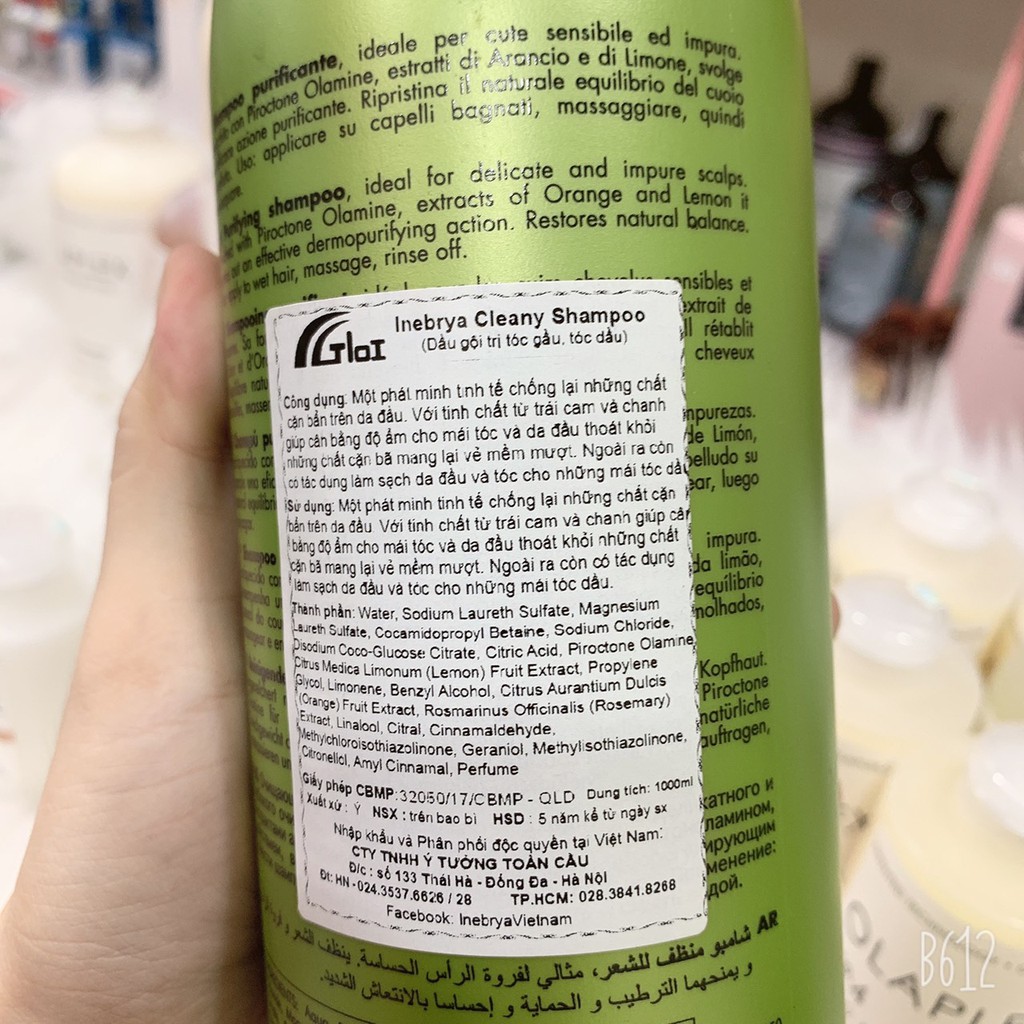Dầu gội làm sạch gàu / chống rụng tóc Inebrya Ice-Cream Cleany Shampoo Italy 1000ml