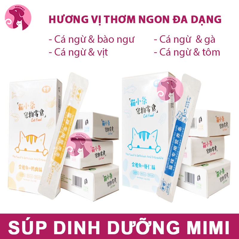 Thanh súp thưởng VIETPET cho mèo | Súp mèo giá rẻ thanh 15g (Full 4 vị thơm ngon)