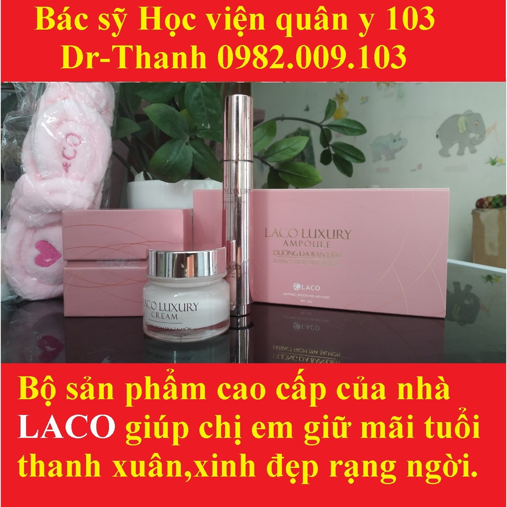 Combo Kem dưỡng Laco Luxury,ban ngày Cream và đêm Ampoule,giúp da căng bóng,trẻ hoá da,Ngăn ngừa nám,tàn nhang,mụn