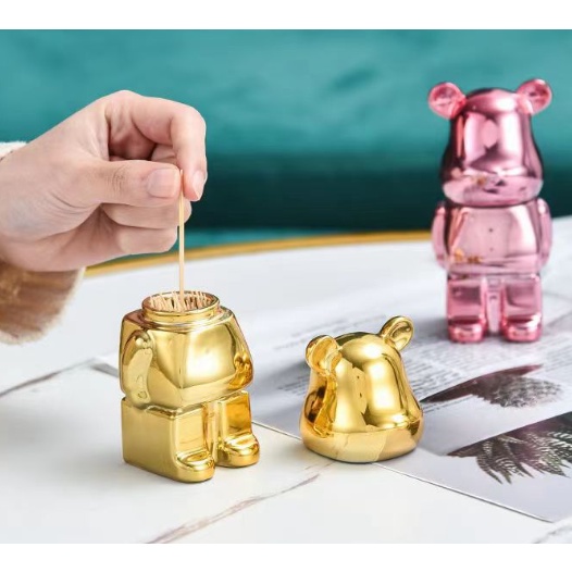 Tăm Gấu Bằng Sứ, Hũ tăm con gấu. Ống đựng tăm con gấu. Ống đựng tăm bông