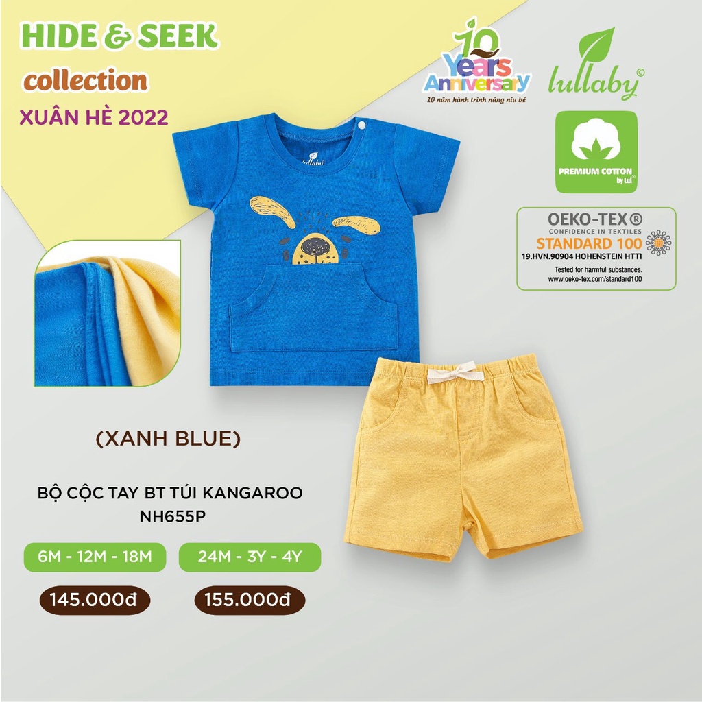 Bộ cộc tay cài vai/cánh tiên cotton cao cấp họa tiết động vật cho trẻ em Lullaby