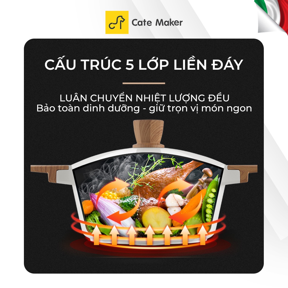 Nồi chống dính bát giác Cate-Maker INFINITE SERIES GYL-BJ24TB, size 24cm, thiết kế thông minh, dùng cho bếp từ