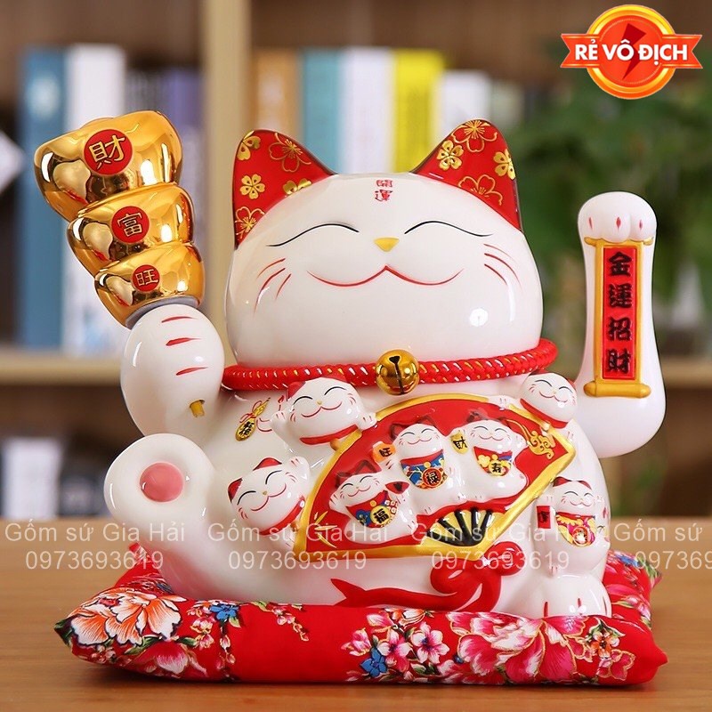 Mèo thần tài vẫy tay Niên niên Phát Tài cao 25cm