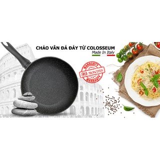 [ NHẬP KHẨU NGUYÊN CHIẾC ITALIA] CHẢO VÂN ĐÁ ĐÁY TỪ COLOSSEUM ELMICH 28cm KIỂU DÁNG SANG TRỌNG BẢO HÀNH 36 THÁNG