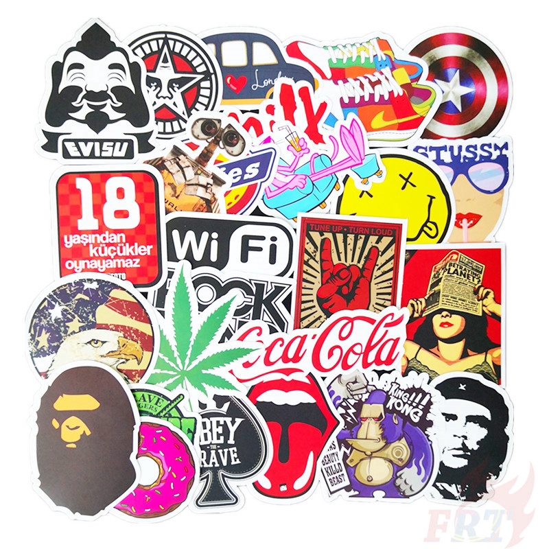 ❉ Cartoon &amp; Fashion Brand - Series 01 Mixed Graffiti Stickers ❉ 50Pcs/Set DIY Fashion Luggage Laptop Skateboard Decals Doodle Stickers