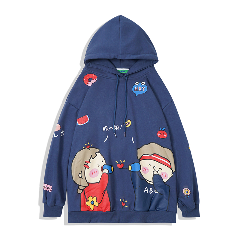 Áo Hoodie Dáng Rộng Họa Tiết Hoạt Hình Thời Trang Thu Đông Có 4 Màu Tùy Chọn Cho Cặp Đôi | BigBuy360 - bigbuy360.vn